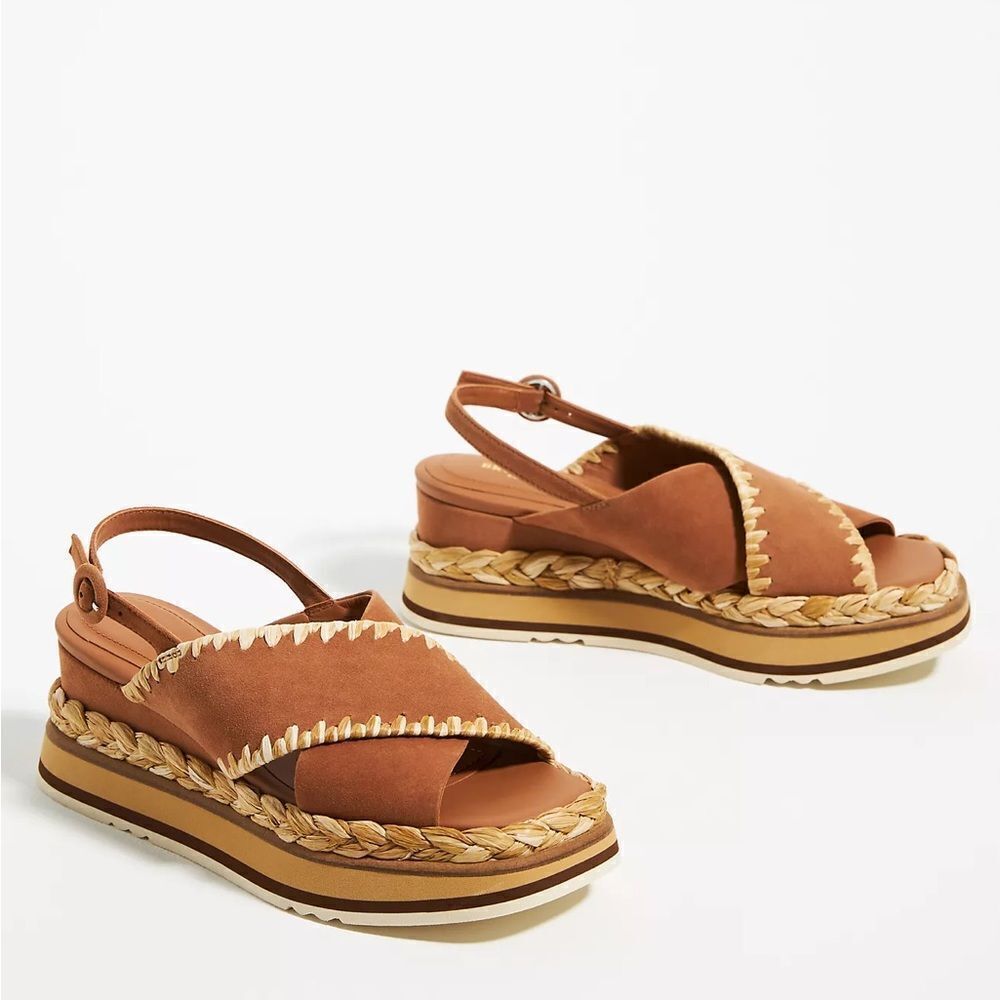 Anthropologie Bruno Premi Cross-Strap Platform Sandals size 8